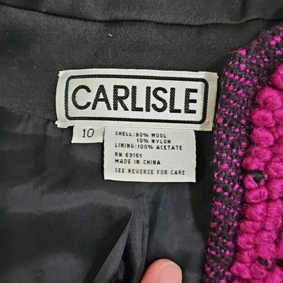 Carlisle Wool Blazer Pants Set Size 10 Purple Embroidered Asian Vintage Office - Picture 5 of 11